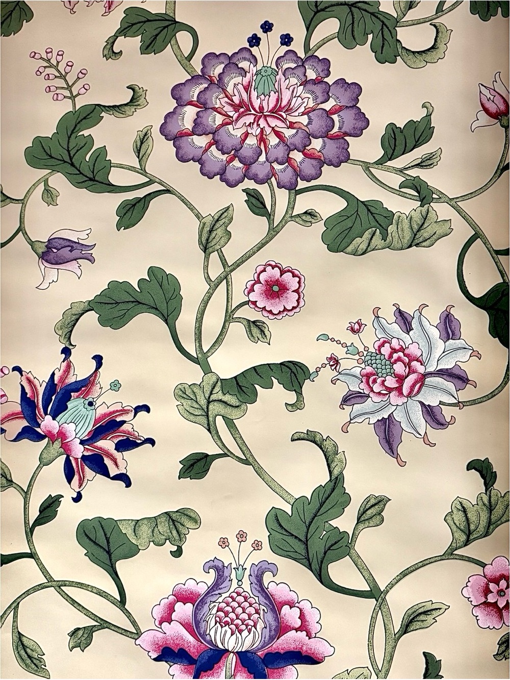Vintage Wallpaper Botanical Garden Floral Vine English Garden Yellow Used Cottag